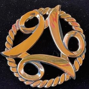 Vintage Mid-Century Modernist Copper Brooch Pin & Clip Earring Set c 1950’s